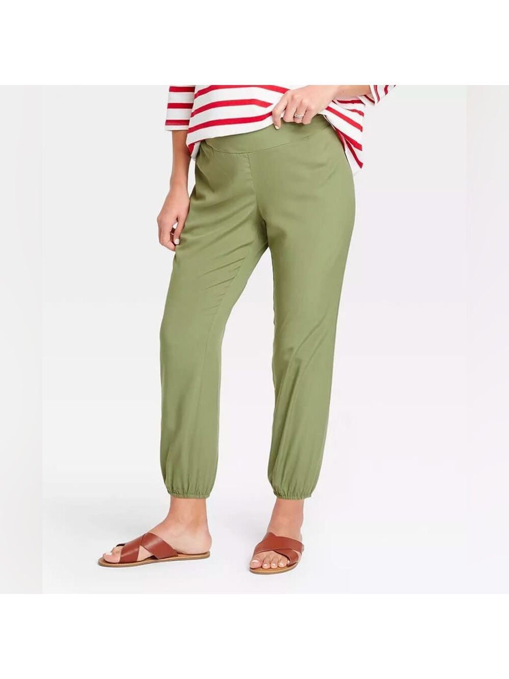 The Nines By Hatch Relaxed Elastic Waist Pull On Jogger Pants Women XL Green